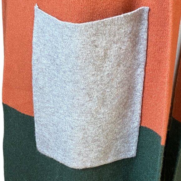 THML Color Block Longline Knit Open Cardigan Sleeveless Western Ranch Fall-L - Picture 5 of 14